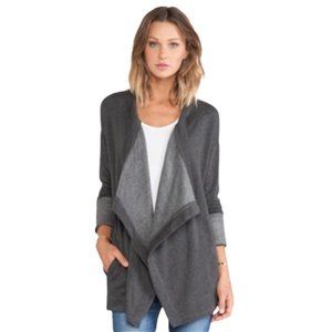 Dolan Drape  front cardigan in cool grey and charcoal pocket waterfall LG